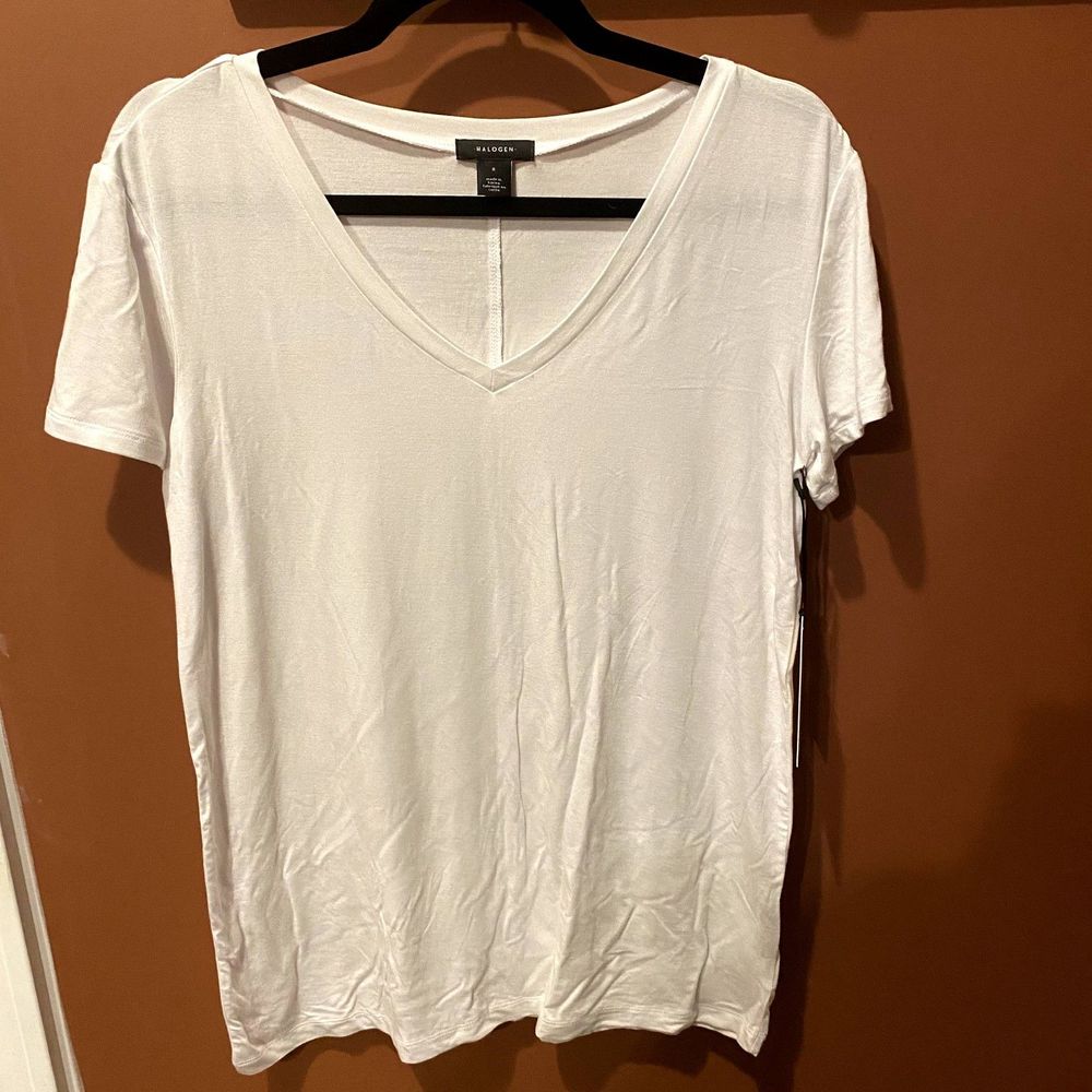 NWT HALOGEN WHITE SHORT SLEEVE SHIRT WOMEN'S SIZE SMALL
